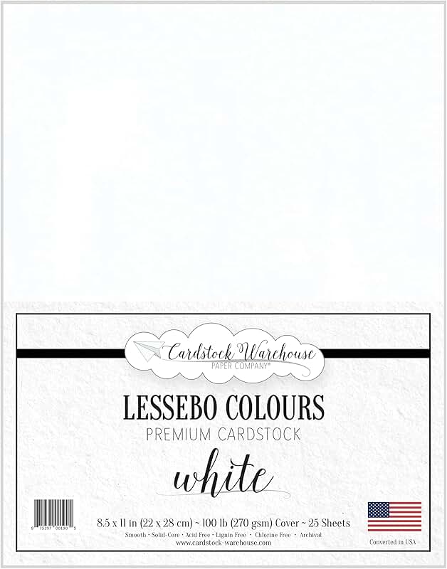 White Matte Cardstock, 8.5 x 11", 25 Sheets