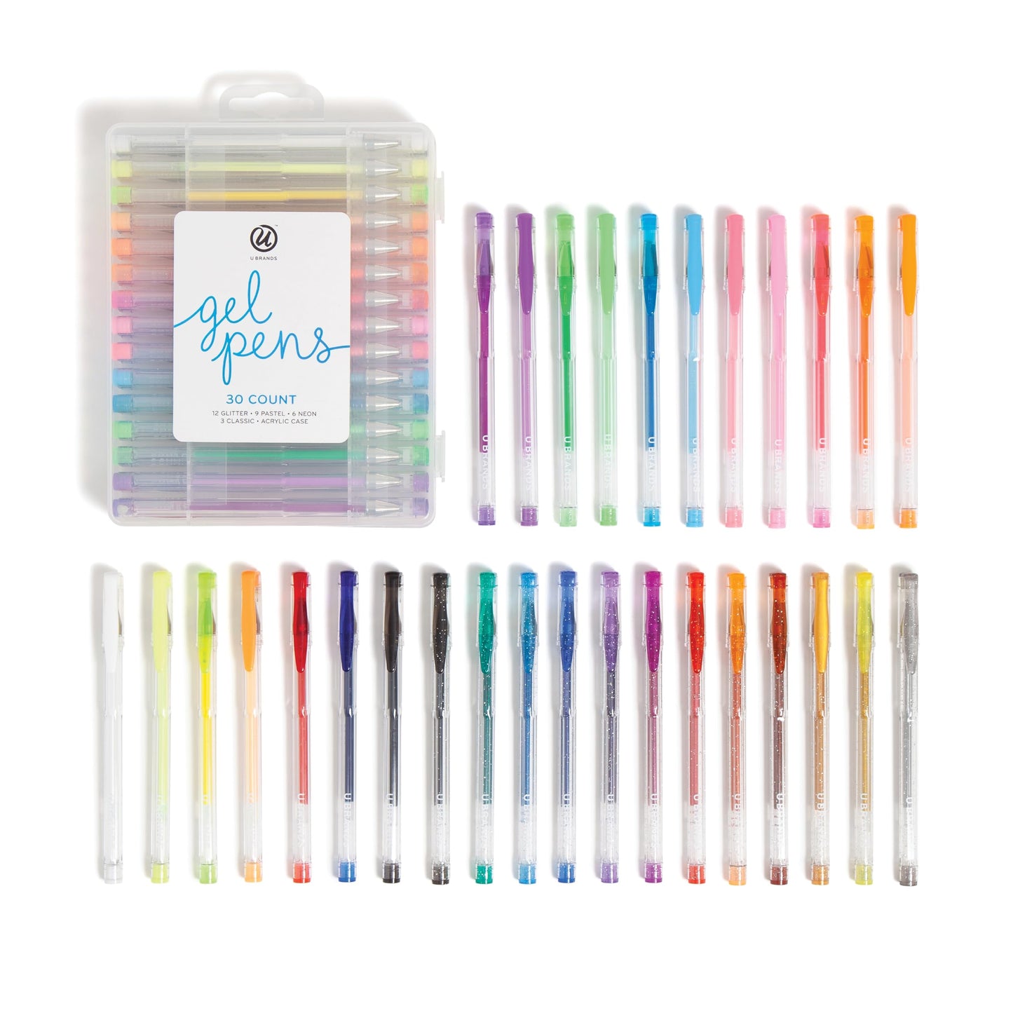 Set of 30 Metallic Gel Pens in Assorted Colors