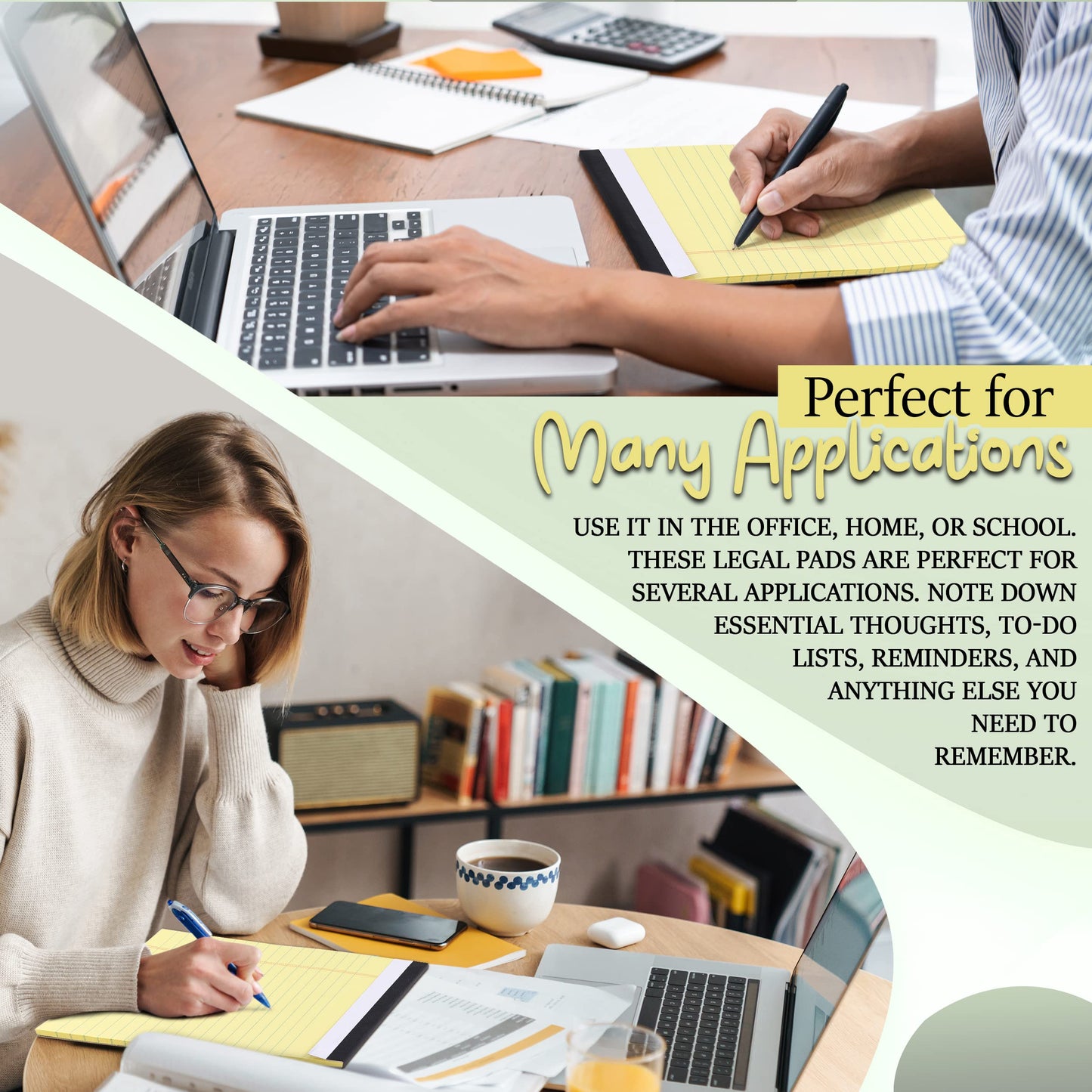 Yellow legal pads, 8.5 x 11.75, 12-pack