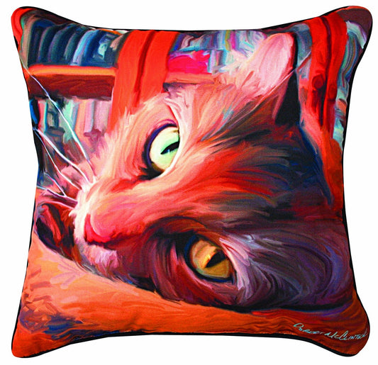 Manual Yellow Kitty that Reads P s and Whiskers Decorative Square Pillow, 18-Inch