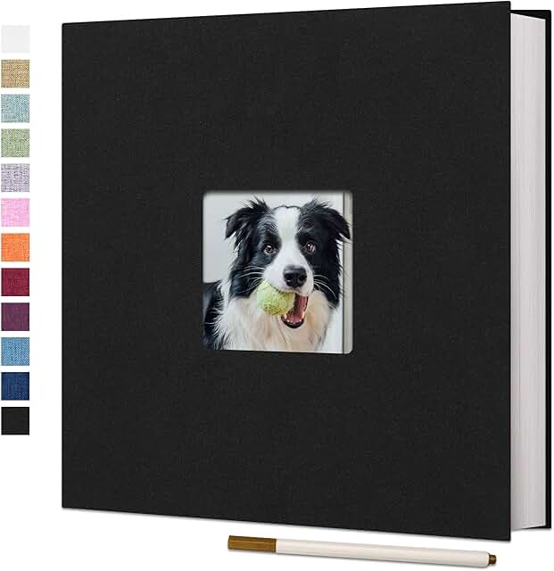Large Linen Photo Album with 40 Pages and Pen