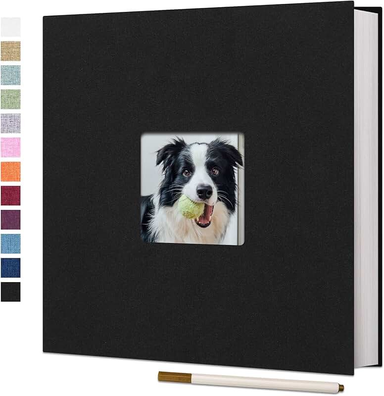 Large Linen Photo Album with 40 Pages and Pen