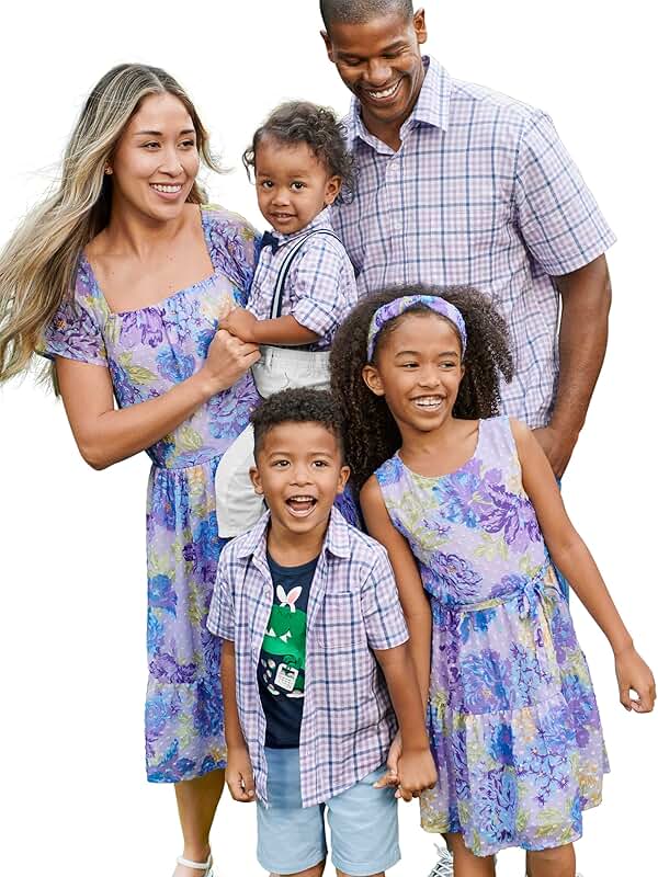 Matching purple floral dresses for baby girls and moms