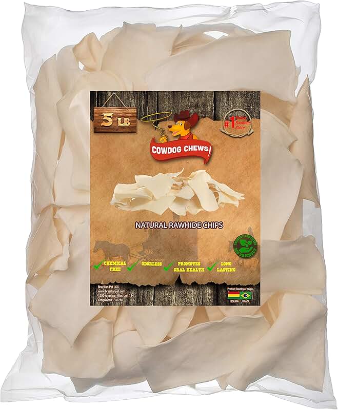 Natural Rawhide Chips for Dogs, Long-Lasting Chews