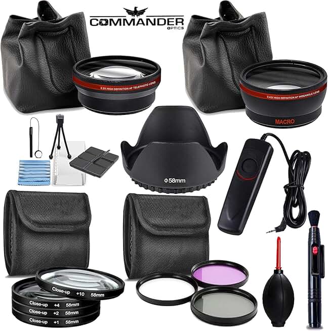 58mm Wide and Telephoto Lens Accessory Kit with Filters