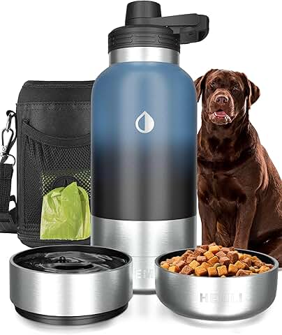 Portable 32 oz. Dog Water Bottle and Bowl for Travel