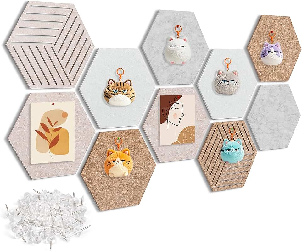 Hexagon Cork Bulletin Board Tiles, 10 Pack