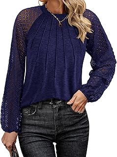 Women's Spring Lace Long Sleeve Dressy Blouses