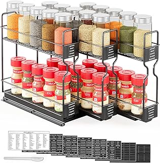 Pull Out Spice Rack Organizer with Labels