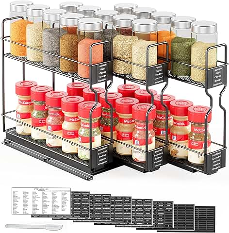 Pull Out Spice Rack Organizer with Labels
