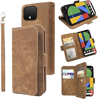Leather Wallet Case with Wrist Strap for Pixel 4 XL