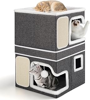 Double Cat Bed with Hideaways and Play Features