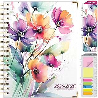 2025-2026 Daily Weekly Monthly Planner with Bookmark and Sticky Notes
