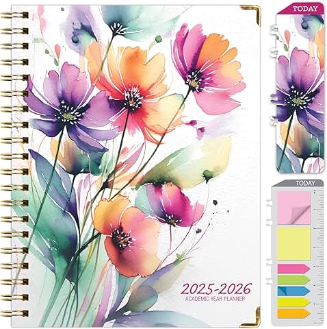 2025-2026 Daily Weekly Monthly Planner with Bookmark and Sticky Notes