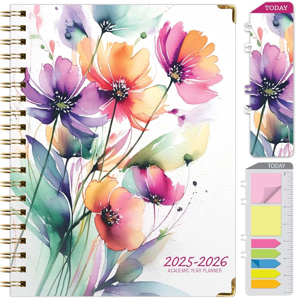 2025-2026 Daily Weekly Monthly Planner with Bookmark and Sticky Notes
