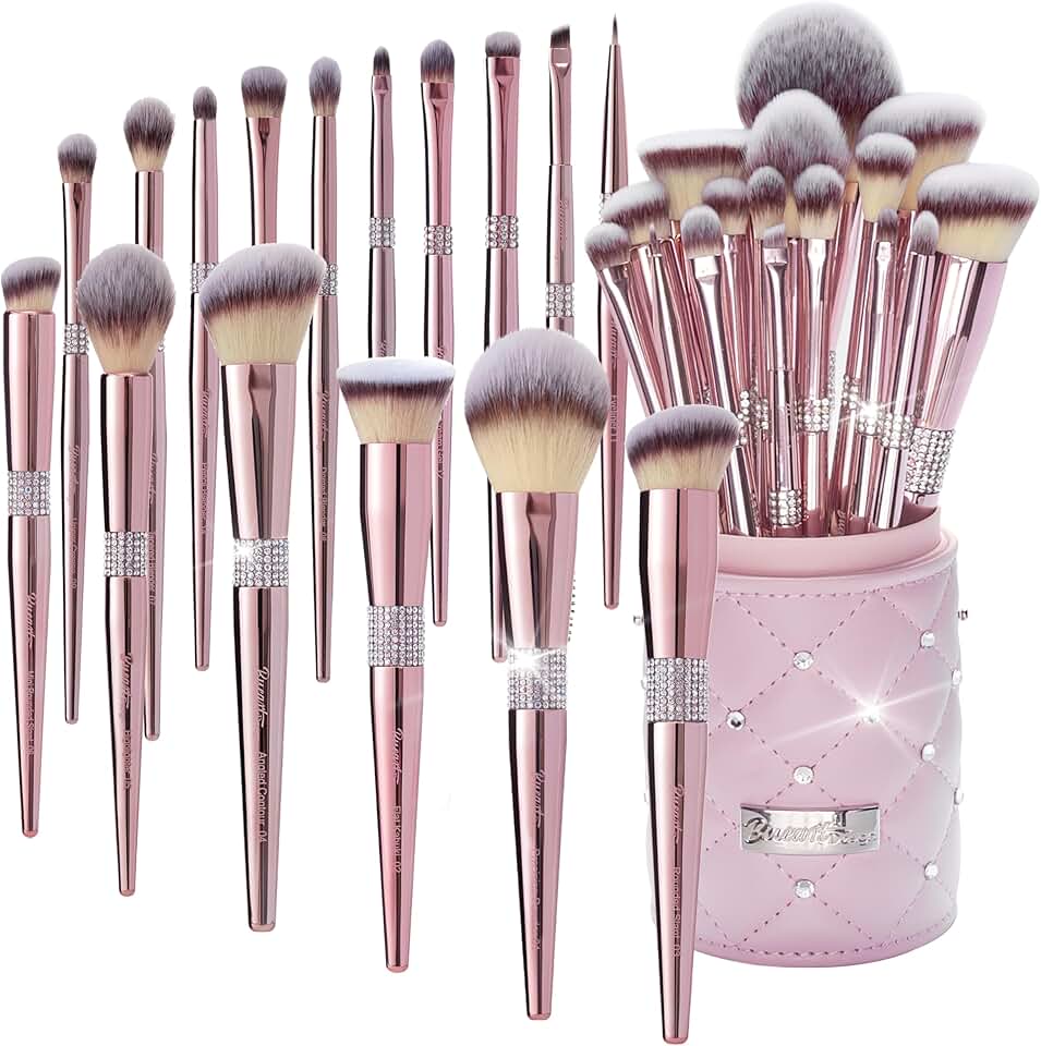 16-Piece Elegant Makeup Brush Set with Holder