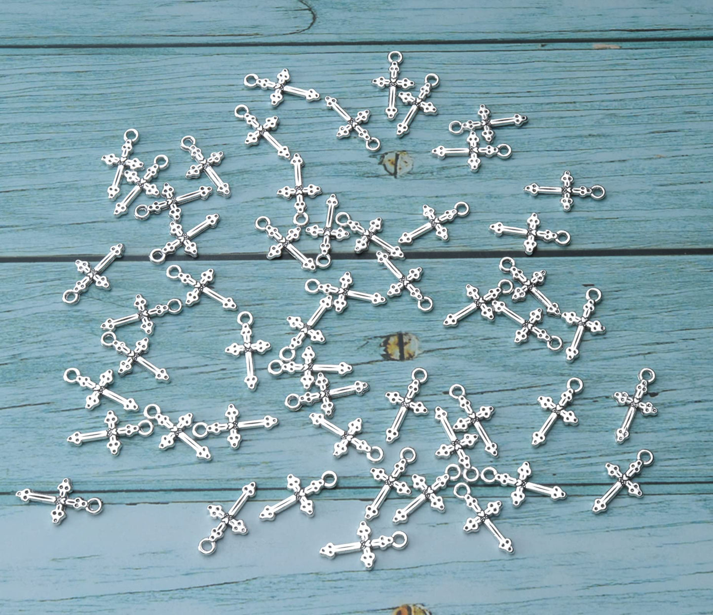 50 Pcs Vintage Metal Cross Pendants for Jewelry Making