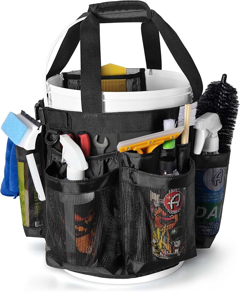 5 Gallon Bucket Organizer with Hooks and Mesh Pockets