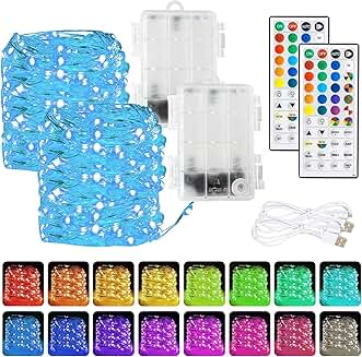 Color Changing Fairy Lights, 40FT, 120 LEDs, Waterproof, 2 Pack