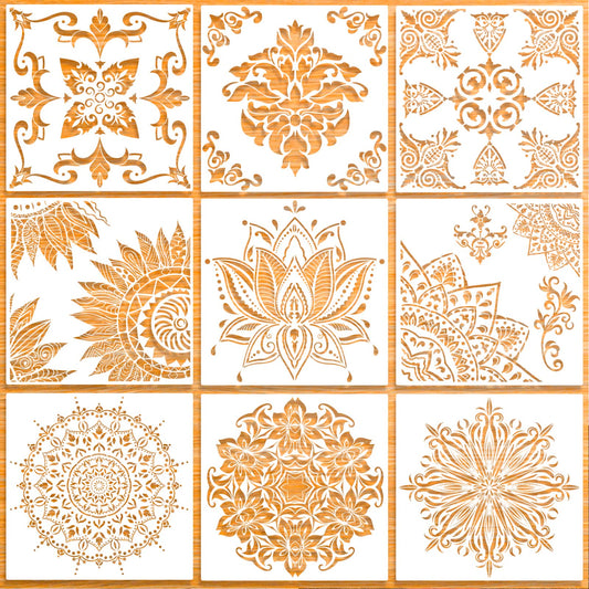 9 Pack 12x12 Inch Reusable Laser Cut Painting Templates