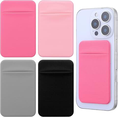 Set of four black phone wallet stickers for back of phone
