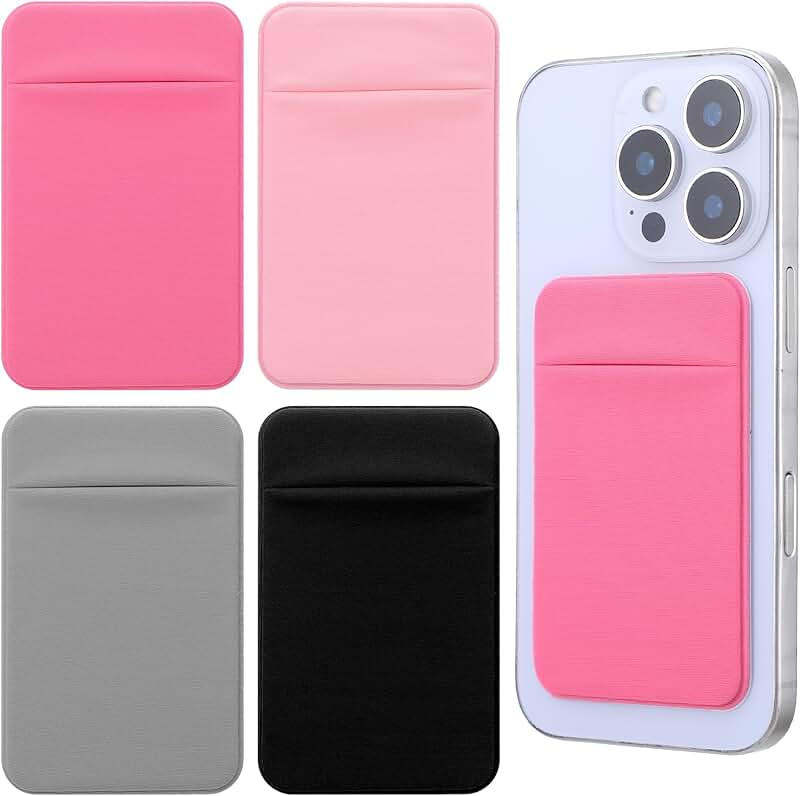 Set of four black phone wallet stickers for back of phone