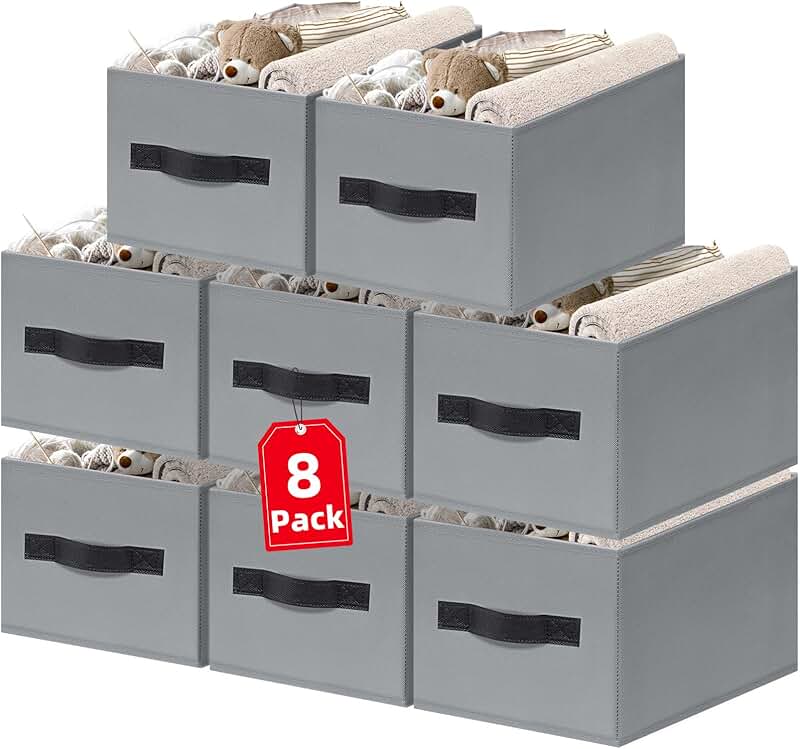 Large Fabric Storage Baskets, 8 Pack, 14x10 inches