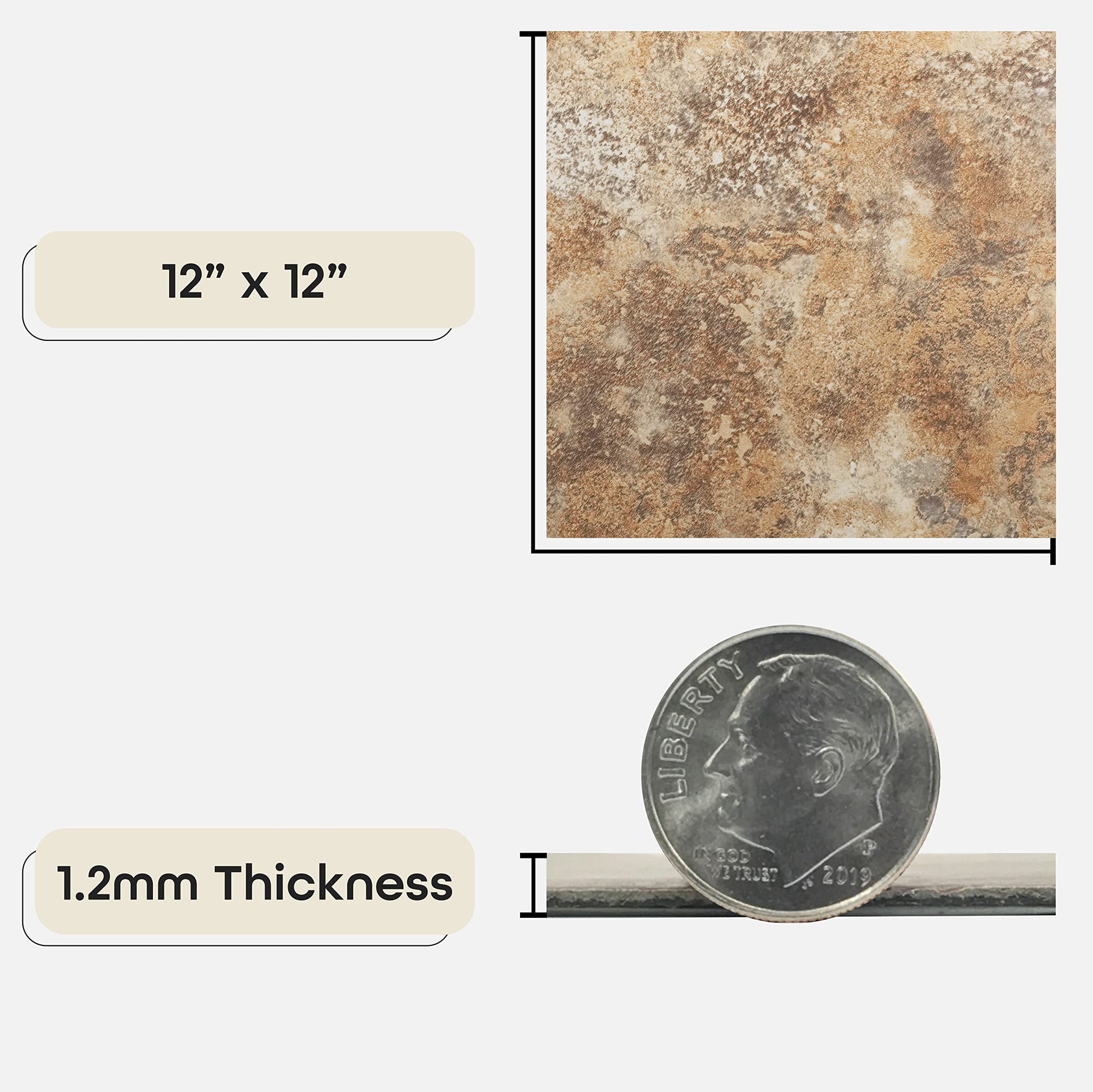 Nexus Self Adhesive 12-Inch Vinyl Floor Tiles, 20 Tiles  12" x 12", Granite Pattern  Peel  Stick, DIY Flooring for Kitchen, Dining Room, Bedrooms  Bathrooms by Home Decor