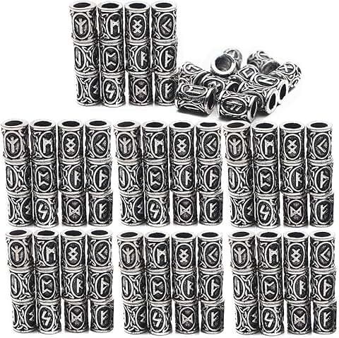 72 Viking Rune Beads for Hair, Beard, and Jewelry