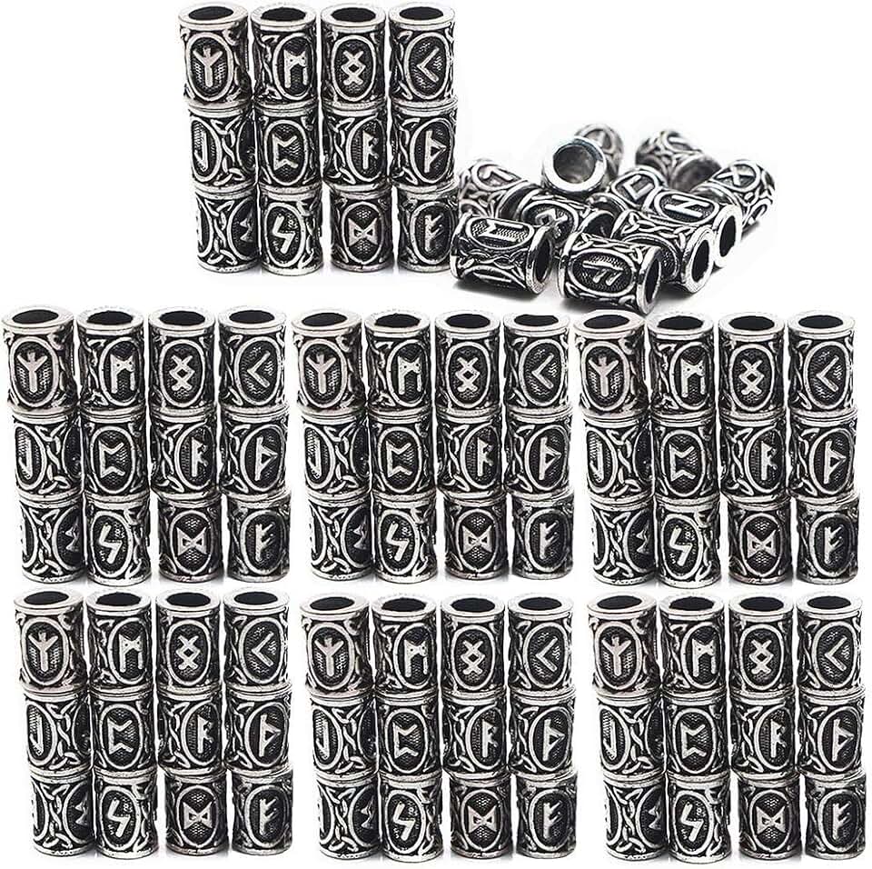 72 Viking Rune Beads for Hair, Beard, and Jewelry