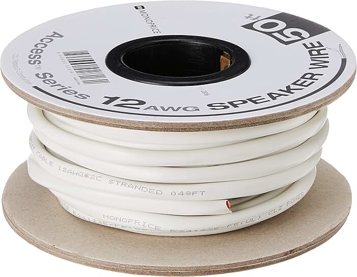 2 Conductor 12AWG Speaker Wire, 50 Feet