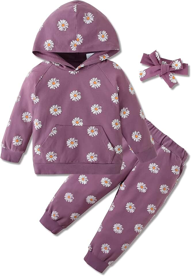 Toddler Girl Long Sleeve Hoodie and Pants Outfit