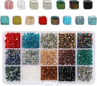 1000pcs Assorted Glass Beads Kit for Jewelry Making