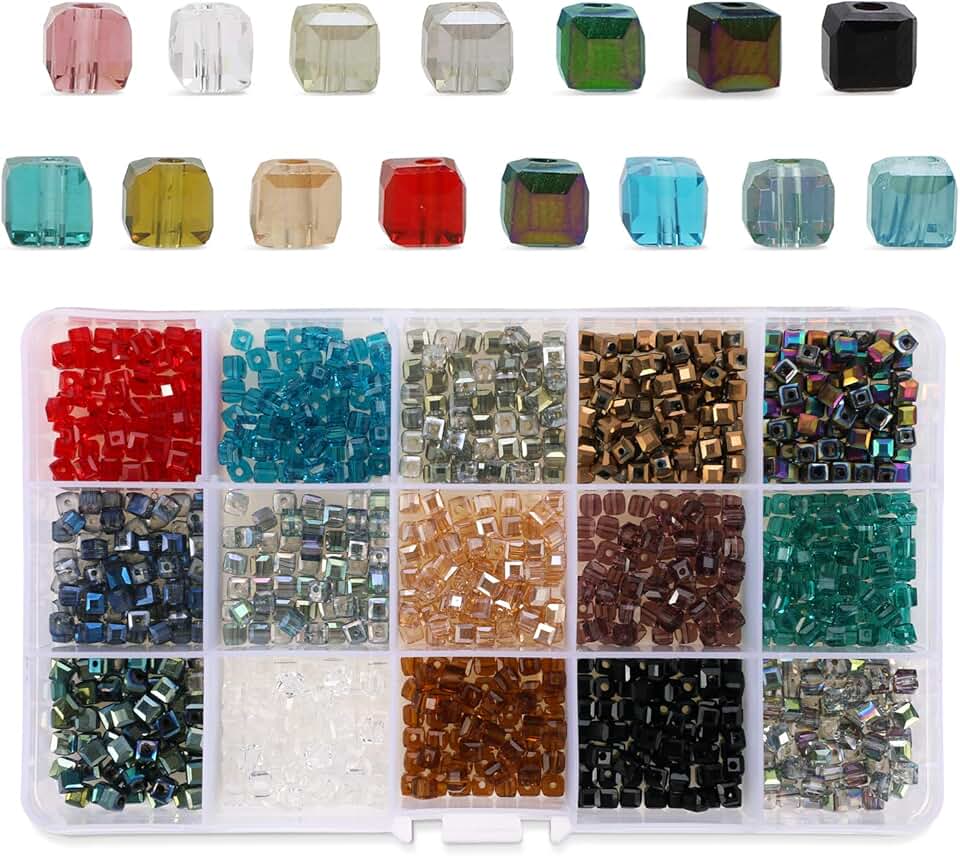 1000pcs Assorted Glass Beads Kit for Jewelry Making