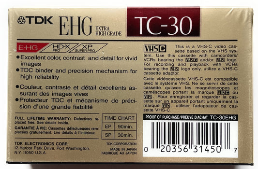 TDK E-HG Sound & Color TC-30 VHS-C Tape