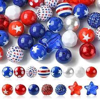 50pcs 20mm Blue and Red Chunky Bubblegum Beads for Jewelry
