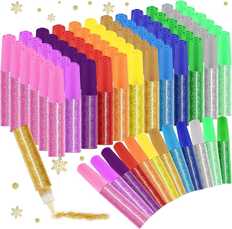 72 Glitter Glue Pens in 12 Colors for Crafts and DIY Projects