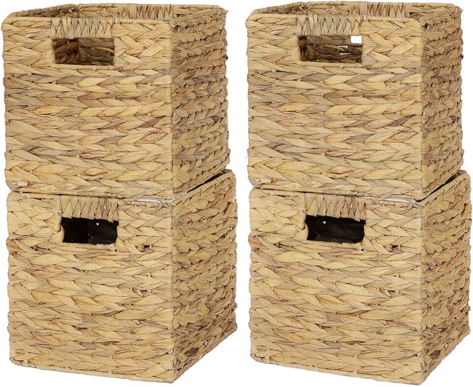 Set of four 9-inch woven storage baskets