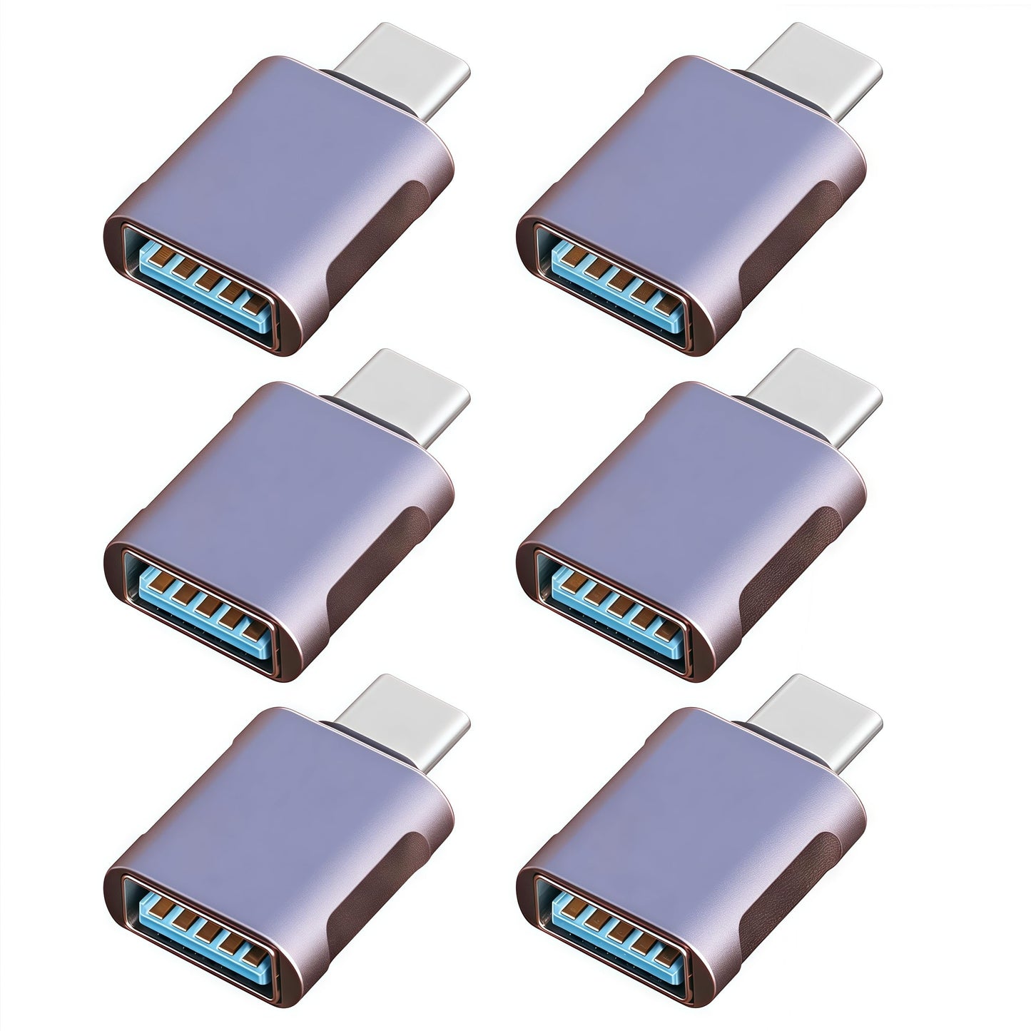 Six USB-C to USB adapters, 10Gbps, 120W, Navy Blue