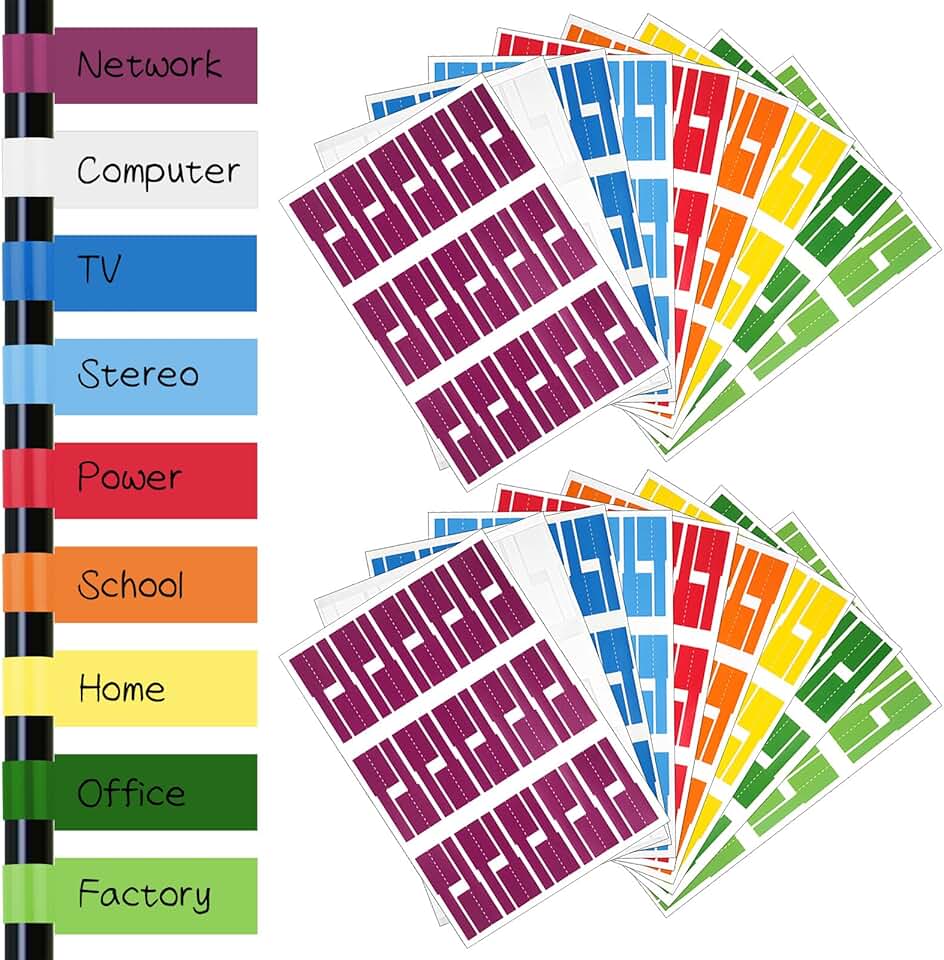 540 pcs Waterproof Cable Labels in 9 Colors