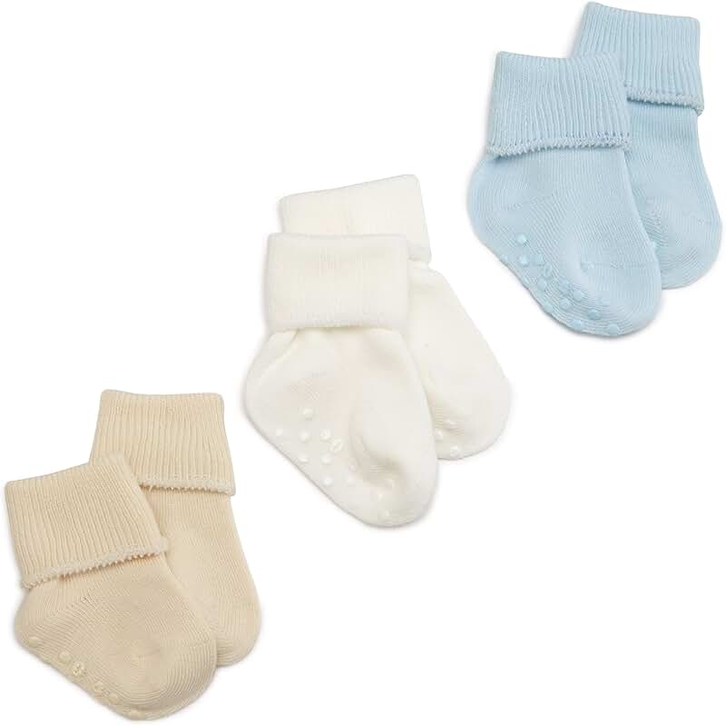 Baby Boy Organic Cotton Non-Slip Socks, 3 Pairs