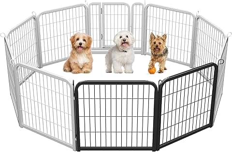 Wide Panel Dog Playpen with Gate for Small and Medium Dogs