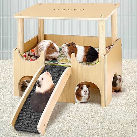 Large Wooden Guinea Pig Hideout with Stairs