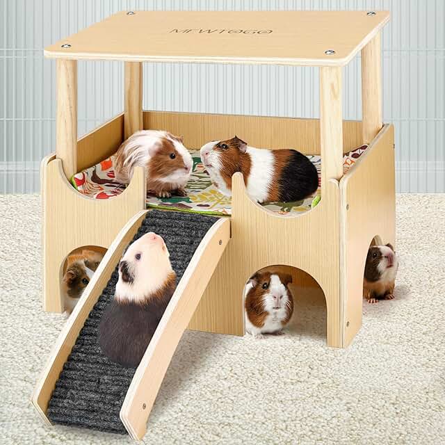 Large Wooden Guinea Pig Hideout with Stairs