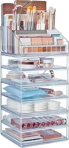 Stackable Clear Makeup Organizer with 6 Drawers
