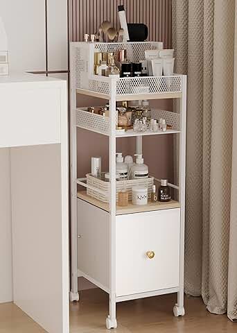 Narrow Floor Makeup Organizer with Drawers and Storage