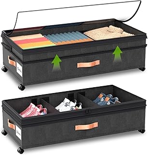 Large Under Bed Storage Bins with Wheels, 2-Pack