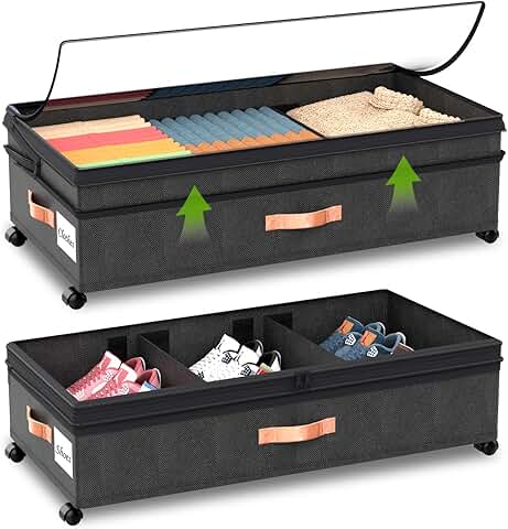 Large Under Bed Storage Bins with Wheels, 2-Pack