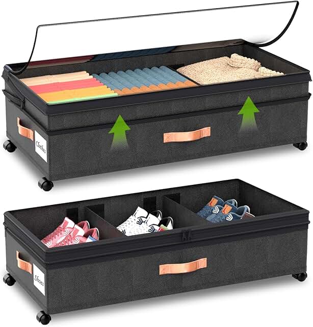 Large Under Bed Storage Bins with Wheels, 2-Pack