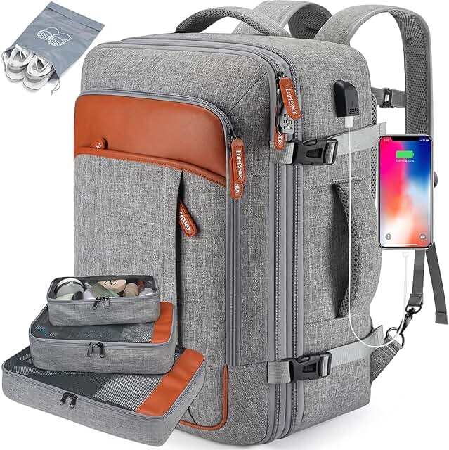 Large 40L Travel Backpack with Packing Cubes